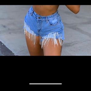 Large Rhinestone jean shorts